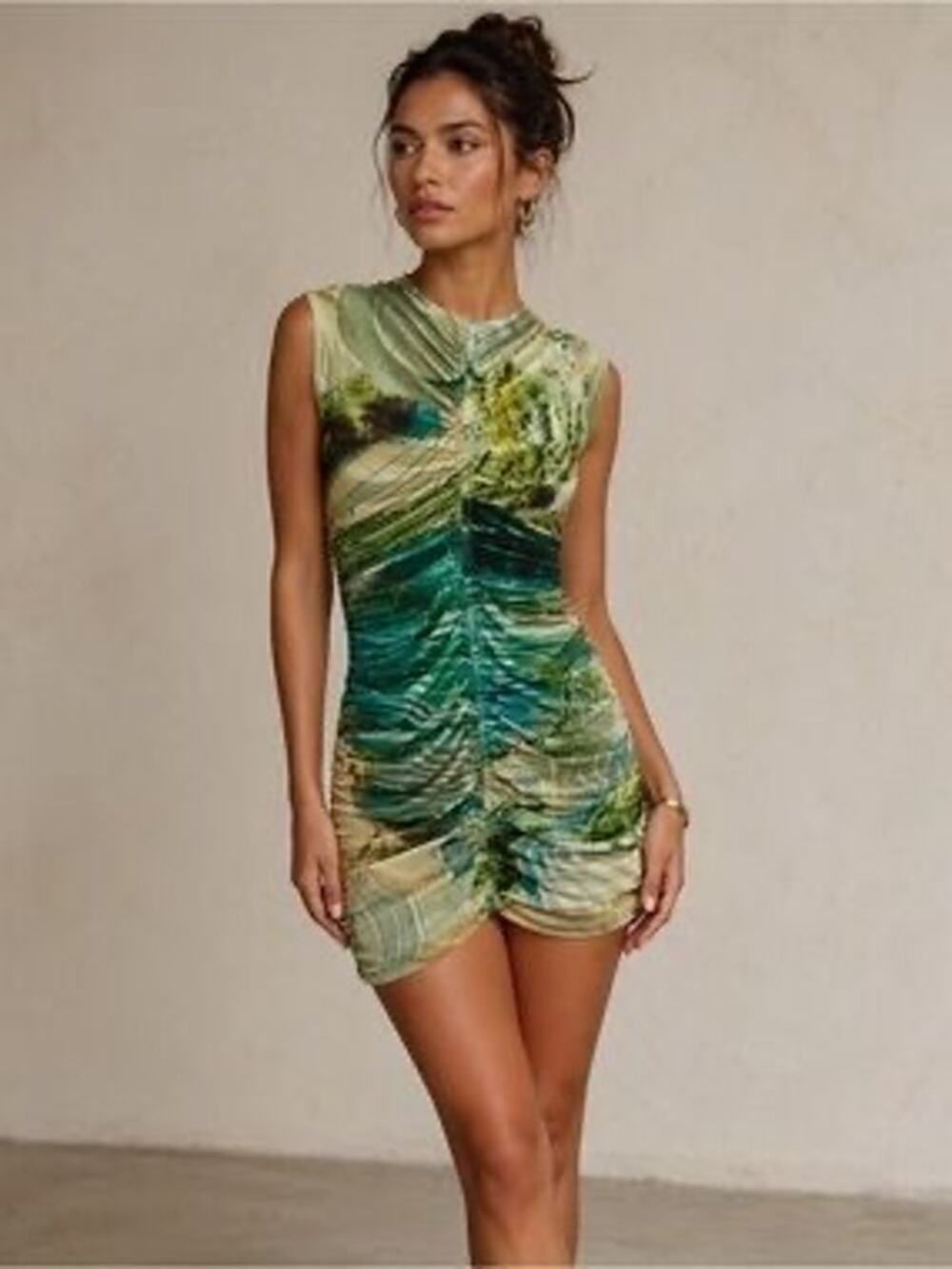 Zara printed tulle bodycon dress small